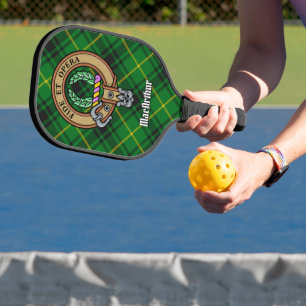 Clan MacArthur Crest over Tartan Pickleball Paddle