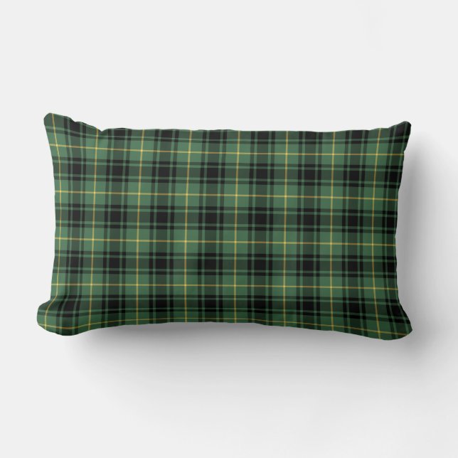 Clan MacArthur Tartan Green Plaid Lumbar Pillow (Front)