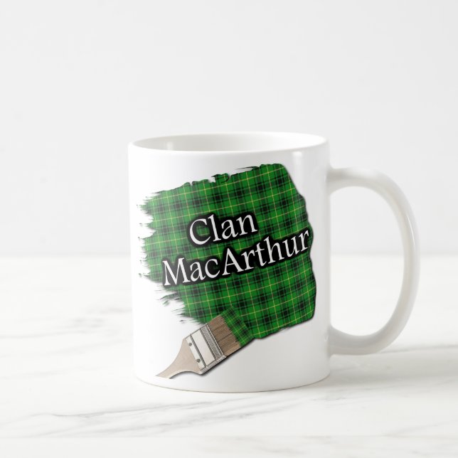 Clan MacArthur Tartan Paint Brush Cup Mug (Droite)