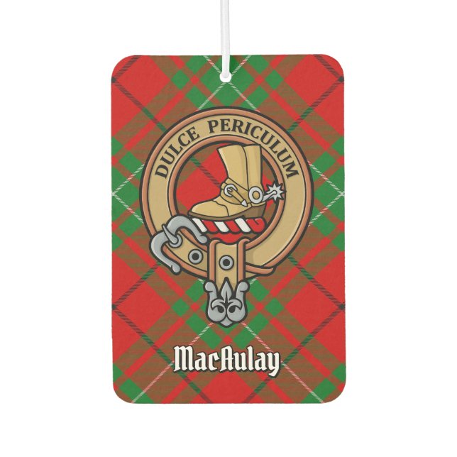 Clan MacAulay Crest over Tartan Air Freshener (Front)