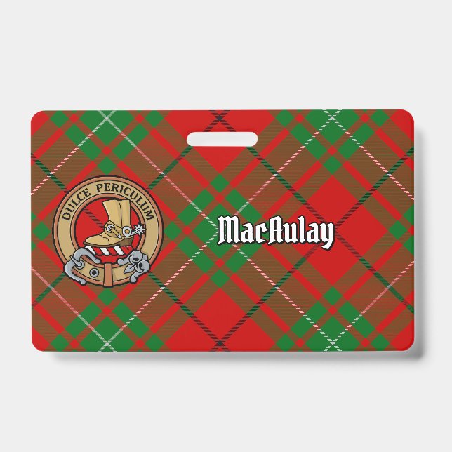 Clan MacAulay Crest over Tartan Badge (Front)