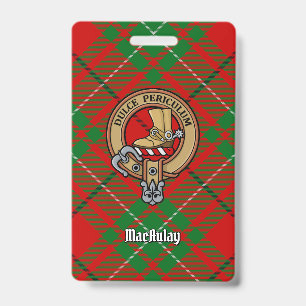 Clan MacAulay Crest over Tartan Badge
