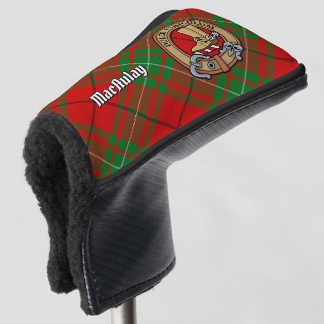 Clan MacAulay Crest over Tartan Golf Head Cover (3/4 Front)