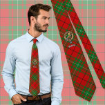 Clan MacAulay Crest over Tartan Tie<br><div class="desc">Clan MacAulay crest badge surrounded by a strap and buckle over tartan background. Custom text.</div>