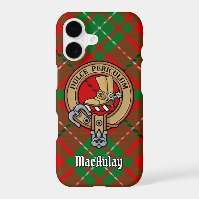 Clan MacAulay Crest sur Tartan coque iphone (Verso)