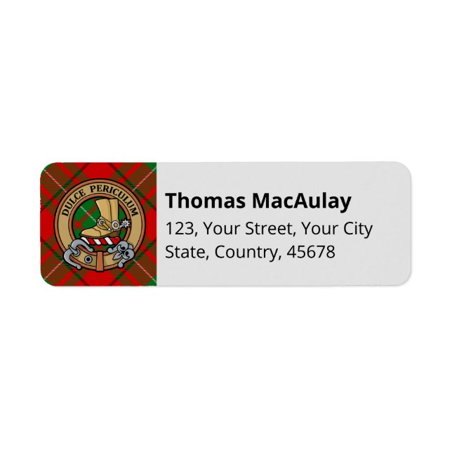Clan MacAulay Tartan Étiquette (Devant)