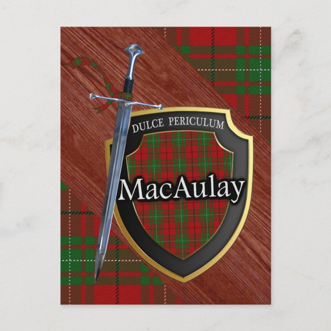 Clan MacAulay Tartan Sword & Shield Postcard (Front)