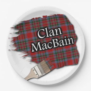 Clan MacBain Scottish Tartan Paint Brush Paper Plate