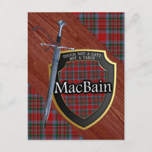 Clan MacBain Tartan Sword & Shield Postcard