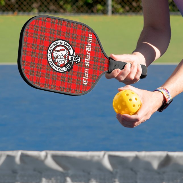 Clan MacBean Crest Badge & Tartan Personalized Pickleball Paddle (Insitu)