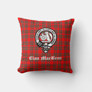 Clan MacBean Crest Badge & Tartan Throw Pillow