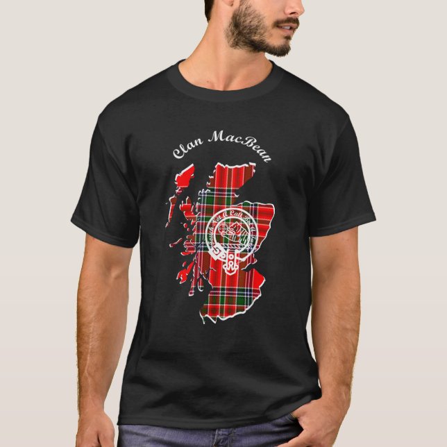 Clan MacBean surname last name Scottish Tartan Map T-Shirt
