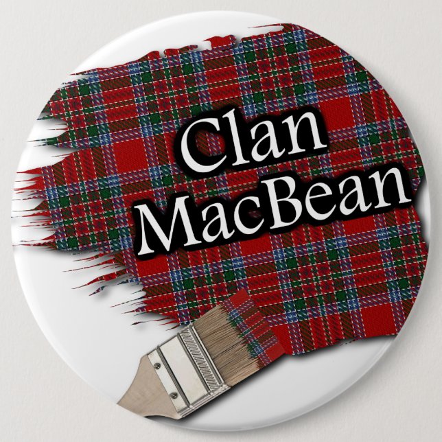 Clan MacBean Tartan Paint Brush 6 Inch Round Button (Front)