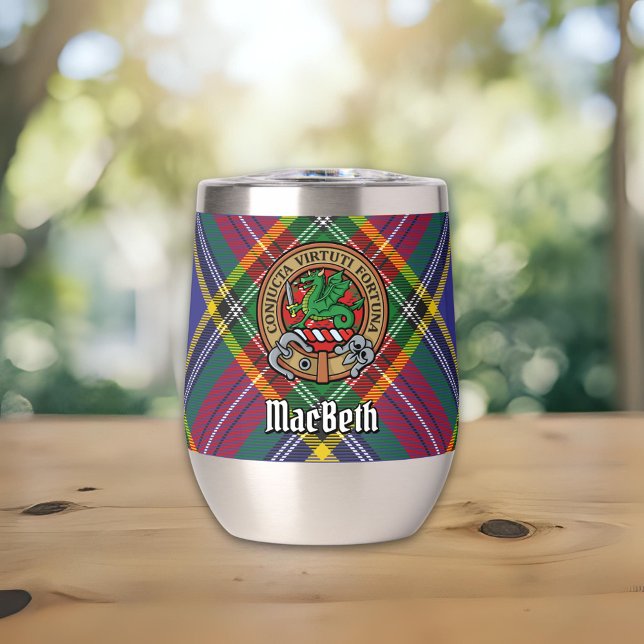 Clan MacBeth Crest over Tartan (Creator Uploaded)