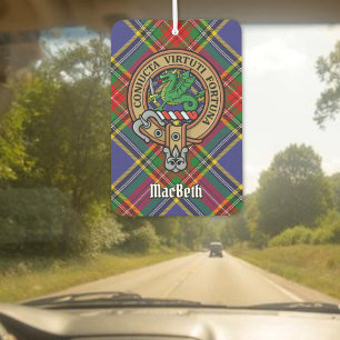 Clan MacBeth Crest over Tartan Air Freshener