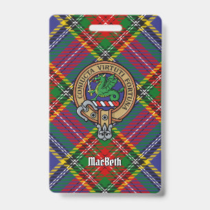 Clan MacBeth Crest over Tartan Badge