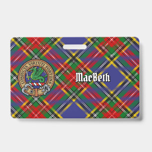 Clan MacBeth Crest over Tartan Badge