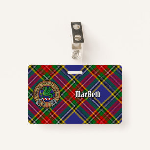 Clan MacBeth Crest over Tartan Badge