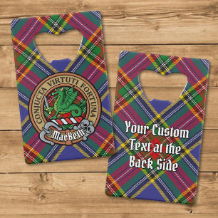 Clan MacBeth Crest over Tartan Credit Card Bottle Opener