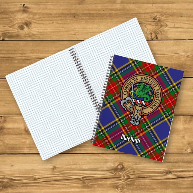 Clan MacBeth Crest over Tartan Notebook (Creator Uploaded)