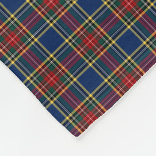 Clan MacBeth Tartan Blue and Red Plaid Fleece Blanket