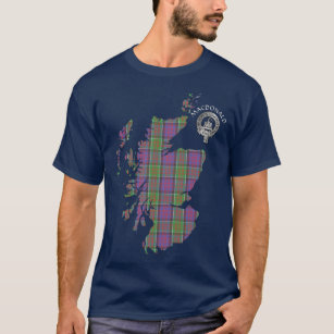 Clan MacDonald Clanranald Tartan Map & Crest T-Shirt