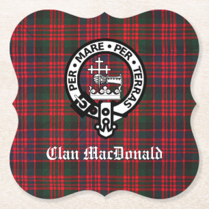 Clan MacDonald Crest & Modern Tartan Paper Coaster