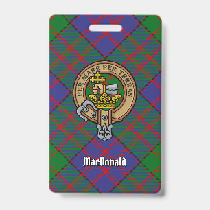 Clan MacDonald Crest over Tartan Badge