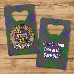 Clan MacDonald Crest over Tartan Credit Card Bottle Opener