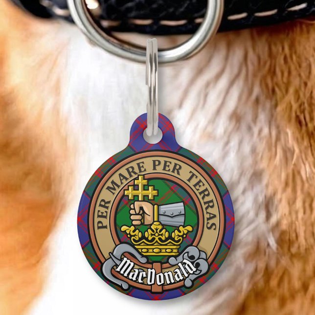 Clan MacDonald Crest over Tartan Pet Tag (Creator Uploaded)