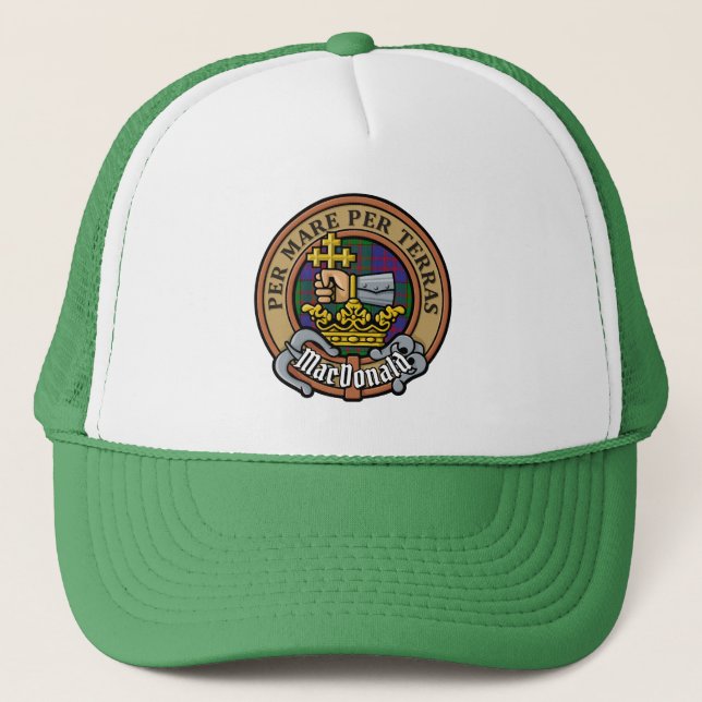 Clan MacDonald Crest over Tartan Trucker Hat (Front)