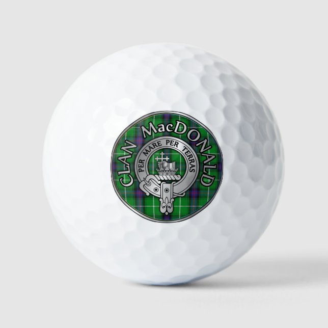 Clan MacDonald Crest & Tartan Golf Balls (Front)