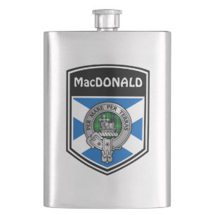 Clan MacDonald Crest & Tartan Hip Flask