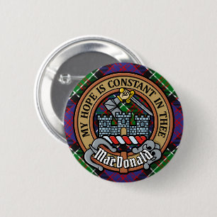 Clan MacDonald of Clanranald Crest over Tartan 2 Inch Round Button