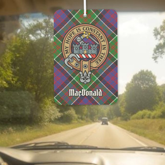 Clan MacDonald of Clanranald Crest over Tartan Air Freshener (Creator Uploaded)
