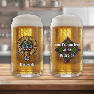 Clan MacDonald of Clanranald Crest over Tartan Can Glass