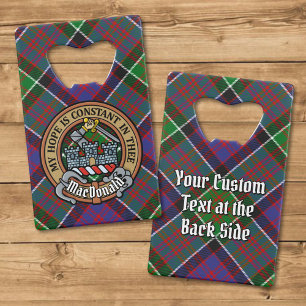 Clan MacDonald of Clanranald Crest over Tartan Credit Card Bottle Opener