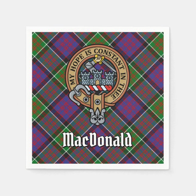 Clan MacDonald of Clanranald Crest over Tartan Napkin (Front)