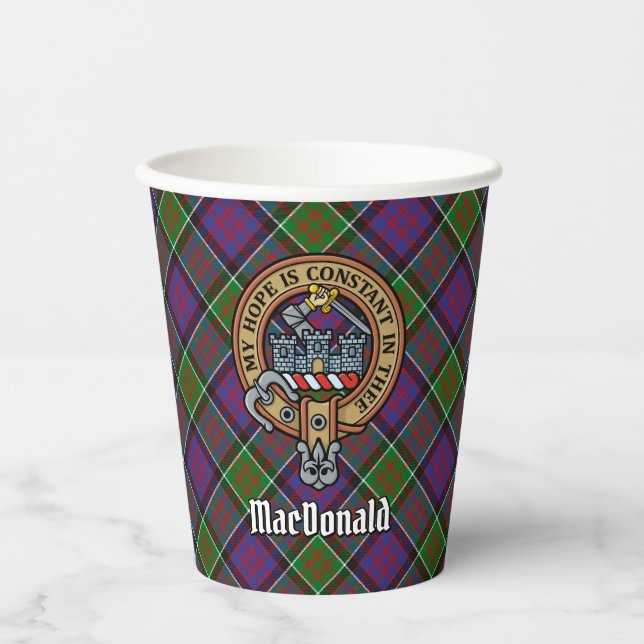 Clan MacDonald of Clanranald Crest over Tartan Paper Cups (Front)