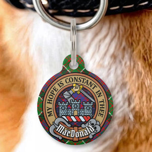 Clan MacDonald of Clanranald Crest over Tartan Pet Tag