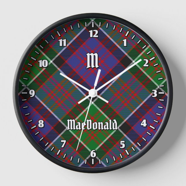 Clan MacDonald of Clanranald Tartan Large Clock (Front)