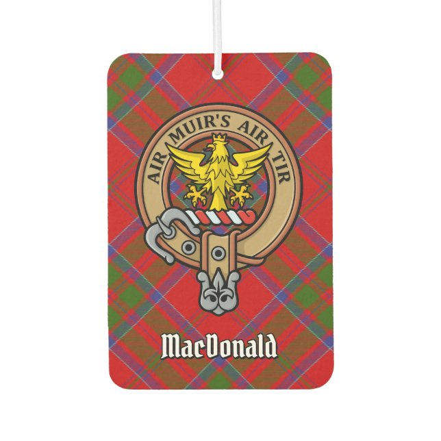 Clan MacDonald of Keppoch Crest over Tartan Air Freshener (Front)