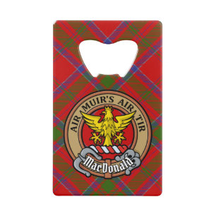 Clan MacDonald of Keppoch Crest over Tartan Credit Card Bottle Opener