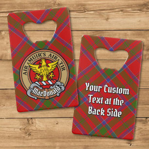 Clan MacDonald of Keppoch Crest over Tartan Credit Card Bottle Opener