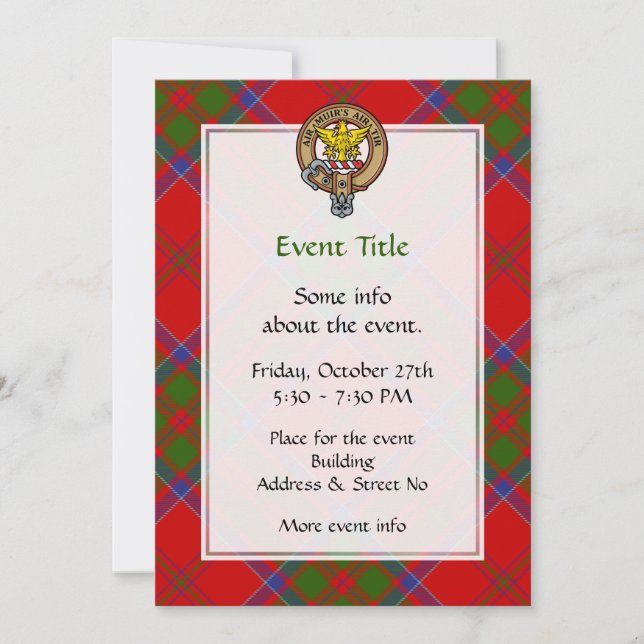 Clan MacDonald of Keppoch Crest over Tartan Invitation (Front)