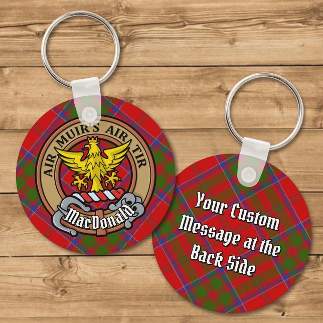 Clan MacDonald of Keppoch Crest over Tartan Keychain (Creator Uploaded)
