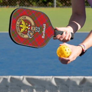Clan MacDonald of Keppoch Crest over Tartan Pickleball Paddle