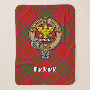 Clan MacDonald of Keppoch Crest over Tartan Sherpa Blanket