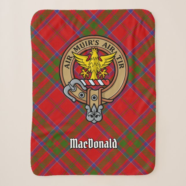 Clan MacDonald of Keppoch Crest over Tartan Sherpa Blanket (Front)