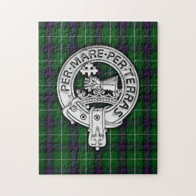 Clan MacDonald of the Isles Crest & Tartan Jigsaw Puzzle (Vertical)